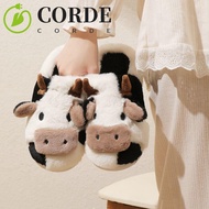 CORDE 1 pair Cow Plush Slippers, Non-slip Cow Winter Fluffy Slippers, Cute Plush Warm Toe Wrap Soft 