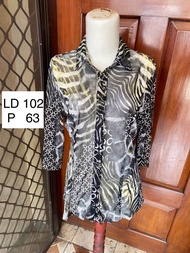 Kemeja Wanita Nerawang Sheer Shirt Top Motif No Furing Transparan - preloved