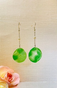 海棠花琉璃耳環 窗花玻璃 醫療鋼耳環 鋼鍍金耳環 316L鋼耳環