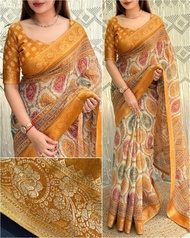 SUs Premium NC Cotton Ajrakh Saree | Zari Weaving Design | Tassel Pallu | 6.30 Mtr with Blouse