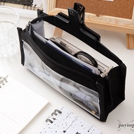 Clear Pencil Case with Zipper 4 Compartment Pen Holder Bag Desk Organizer