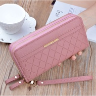 Women's PU Leather Wallet with Double Zipper, Large Capacity, 8 Card Slots