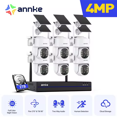ANNKE 4MP Wireless surveillance system 16CH NVR wifi surveillance camera kit Audio Battery solar sur