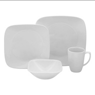 Corelle ทรงเหลี่ยมสีขาว 16 ชิ้น PURE WHITE