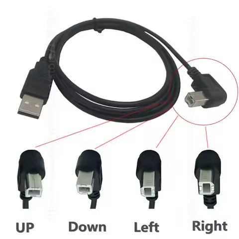 USB Cable High Speed 2.0 A To B Male 90 Degree Right Angle Cable for Canon Brother Samsung Hp Epson 