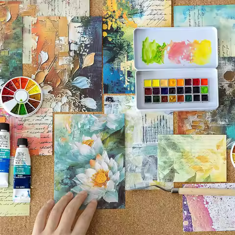 Colorful Art Store Series Vintage Watercolor Smudge Landscape Material Paper Creative DIY Junk Journ