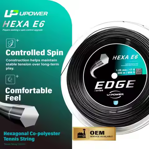 Hexagonal Tennis String U-POWER Co-Poly Soft Response Stable Tension Control 1.25mm/17G 200m HEXA E6