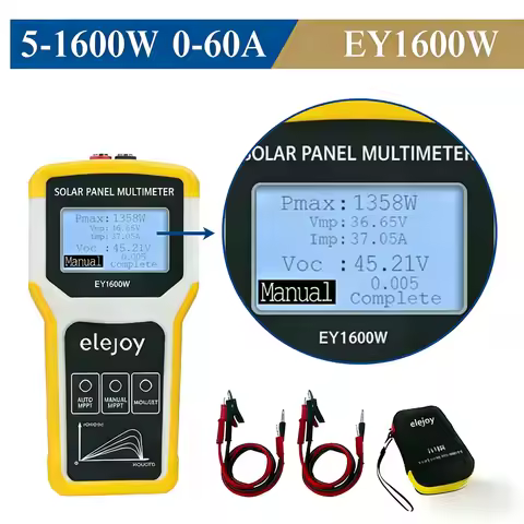 EY1600W Solar Panel Tester,0-60A Solar DC/AC Power Meter,Photovoltaic Panel Multimeter, Open Circuit