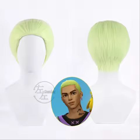 Game Valorant Gekko Cosplay Wig Gekko Short Green Cosplay Wigs Heat Resistant Synthetic Hair Hallowe