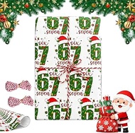 BIJIELAODIAO 67 Christmas Wrapping Paper, 6 7 meme Wrapping Paper, 67 Meme Funny Teen Holiday Gift W
