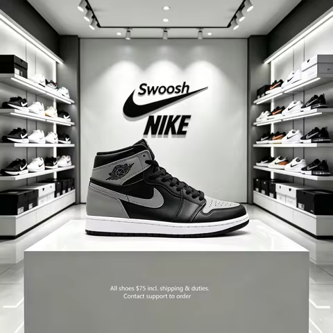 Nike Jordan Air Jordan 1 Retro High Shadow OG Versatile Retro Basketball Shoes Unisex Black and Grey