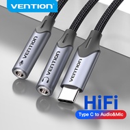 Vention USB C Male to 3.5 เสียง ไมค์ Jack Adapter Type C Cable Audio&amp;Mic Adapter For Huawei Nova 6 Huawei P30 pro Oneplus 7T/8 AUX Cable