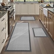 PADOOR Non Slip Kitchen Rugs Sets of 3 - Extra Large 2.5'x6' + 20"x32" + 20"x32" Runner Rugs for Kit
