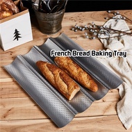 4 Groove Wave Perforated Baking Tray Carbon Steel Baguette Baking Mold French Bread Baking Tray