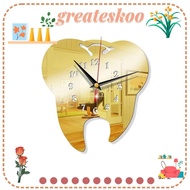 GREATESKOO Teeth Mirror Wall Clock, Personality Creative Hanging Clock, Acrylic Modern Home Decor Wall Stickers Mirror Clock