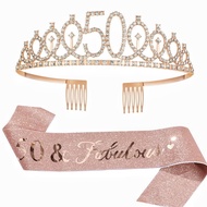 Birthday Tiara Crown Sash Women Girls 18Th 21St 30Th 40Th 50Th 60Th 70Th Birthday Party Decoration F