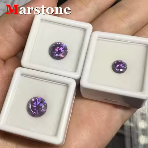 Full Size Purple 0.1-30CT Moissanite 3EX Cut Lab Grown Purple Blue Red Moissanite Diamond for Neckla