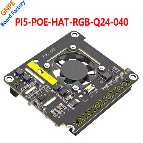 Raspberry Pi 5 POE Power Over Ethernet 802.3af/at For Pi5 Onboard FAN RGB LED