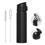 RHINOSHIELD AquaStand Magnet Bottle 700ml | Insulated Stainless Steel Water Bottle with Straw MagSafe Compatible Handle Sports Bottle Adjustable Tripod Smartphone Stand Leak-Proof - Black