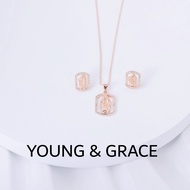 Young&Grace 24k Rose Gold Plated Jesus Faith Design Jewelry Set Jesus Eearring Necklace Set No Fade