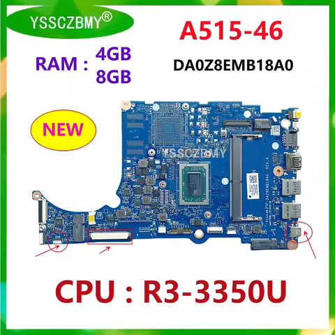 NBABR11003 Mainboard For ACER Aspier A515-46 Laptop Motherboard DAZ8EMB18A0 With CPU R3-3350U RAM 4G
