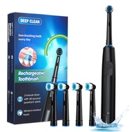 Rotating Electric Toothbrush with 4 Brush Heads, 30-Day Battery Life, 5 Modes Rechargeable Power Too