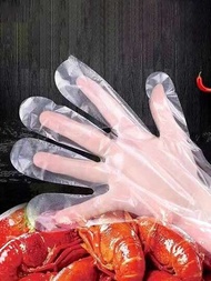 100入組家用透明耐用加厚pe塑料手套