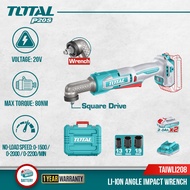 TOTAL Cordless Li-ion Angle Impact Wrench + 2 Pcs 2.0Ah Battery + Charger (P20S / 20V / 80Nm / Brush
