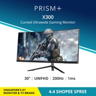 PRISM+ X300 30" 200Hz 1ms Curved Ultrawide 21:9 WFHD [2560 x 1080] FreeSync G-Sync Ready Gaming Monitor