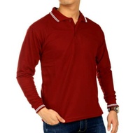 Kaos Polos Berkerah Fashion Kaos kerah Pria/Wanita Polos Lengan Panjang-Marun-merah-hitam-abu-navi-p