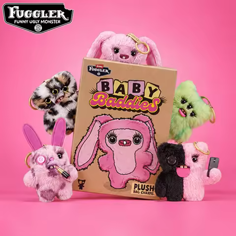 Original Fuggler Funny Ugly Teeth Monster Plush Toys Keychains Fugglers Wide-Eyed Monster Munch Munc
