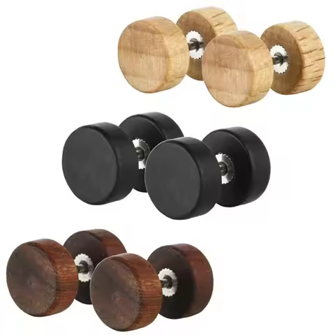 2X 16g 1.2mm Black Wood 8mm 10mm Cylinder Ear Stud Cartilage Tragus Steel 6mm Bar Fake Illusion Ear