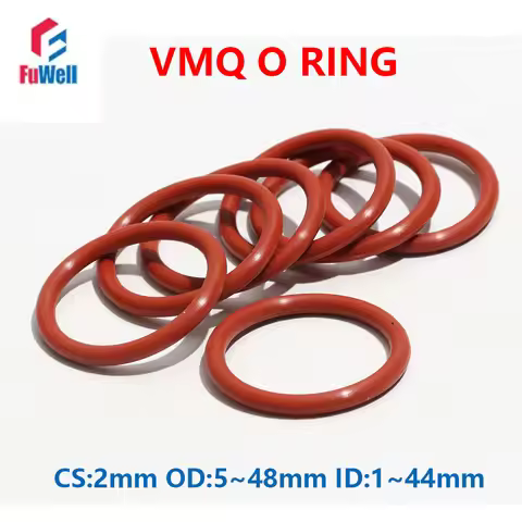 Fuwell 200/100/50pcs VMQ Red Silicone O-Ring CS 2mm OD 5~48mm Food Grade Sealing Ring Waterproof Ins