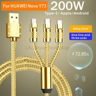LIKAIYUE 1.2M 200W  3-in-1 6AFast Charging cable  micro usb cable fast charging For HUAWEI Nova Y73 