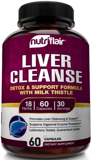 NutriFlair Liver Cleanse Detox & Repair Supplement with Milk Thistle, Turmeric, Dandelion, Artichoke
