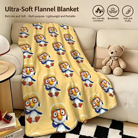 cartoon P-Pororo Sweet Castle Adventure-e Throw Warm Soft Flannel Blanket, Multi-use for Sofa Bed Ca