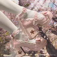 New41-42Men and Women!cos Comic Exhibition New Sweet Bowknot Lolita Lolita Sakura Shoes with Heels