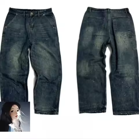 Japan Style MADNESS Micro Cone Inkjet Retro Jeans Men Women High Quality High Street Vintage MDNS Lo