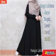 Abaya shopee haul 2024 Black Abaya Dress Long Sleeve PleatedPOLOS
