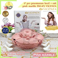 VICENZA 17pcs buffet set round pink marble motif BM-472 complete ceramic rotating serving container 