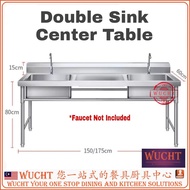 【WUCHT】5feet Stainless Steel Commercial Double Bowl Kitchen Sink with Side Table Sink with Working T