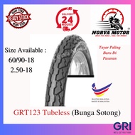 Norva Motor Tayar GRT Tubeless Ft123 (Bunga Sotong) 60/90-18 , 2.50-18  Tubeless Rim 18 inch Bunga S