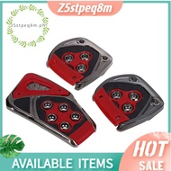 Red Black Nonslip Pedal Pad Cover 3 Pcs for MT Auto Car