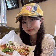 y2k y2k Hat Millennium Style Asian Culture y2k Sweet Cool Checkered Beret Artist Cute Painter Retro 