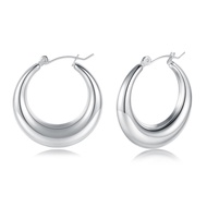 MDFUN 316L Chunky Stainless Steel Hoop Earrings, Fashionable Lightweight Hollow Open Hoops, Hypoalle