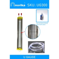 "NORIKA " U GAUGE MANOMETER C/W M10 PAGODA CONNECTOR WITH 1.5M TUBE