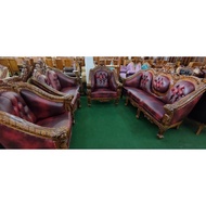 Meja Kayu Jati 7 Seater Sofa Leather