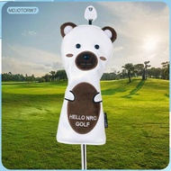 [mojotorw7] Golf Club Head Cover Cute Bear Waterproof PU Leather Driver Hybrid Fairway Cover