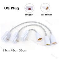 23cm 43cm 53cm AC 110V 220V E27 US plug Lamp Bulb Flexible Light Bases Holder Switch Adapter power S