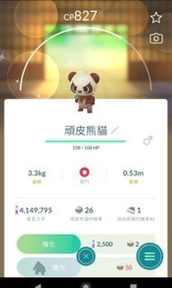 Pokemon GO 寶可夢 頑皮熊貓 異色 色違
